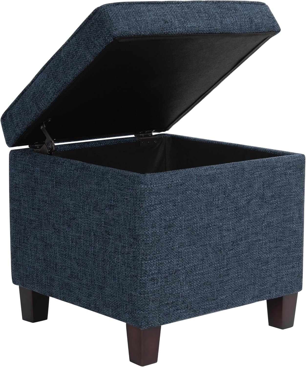 Navy Textured Square Tufted Storage Ottoman Compact-4