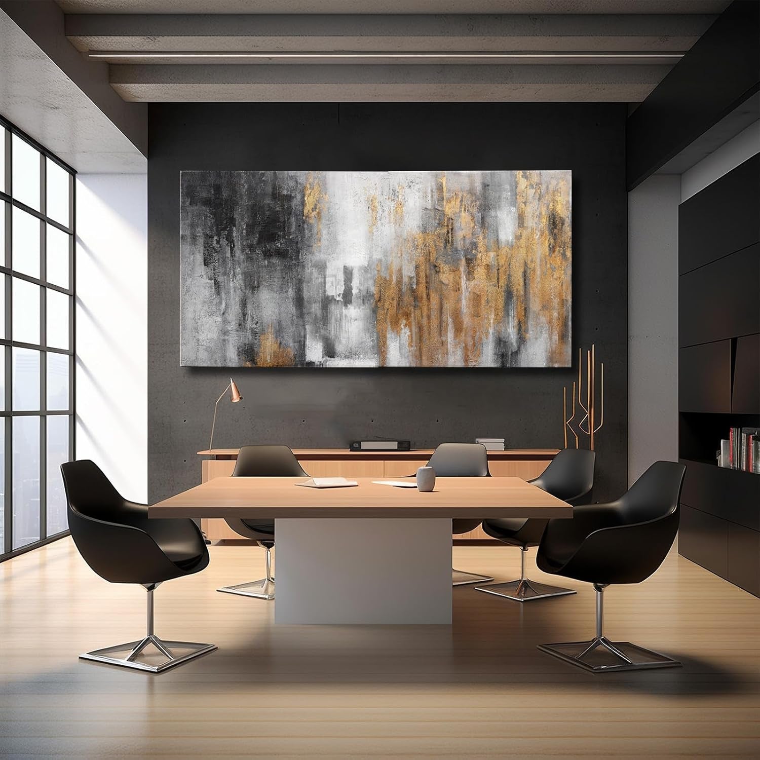 Abstract Textured Canvas Wall Art 30x60 Midnight Onyx-4