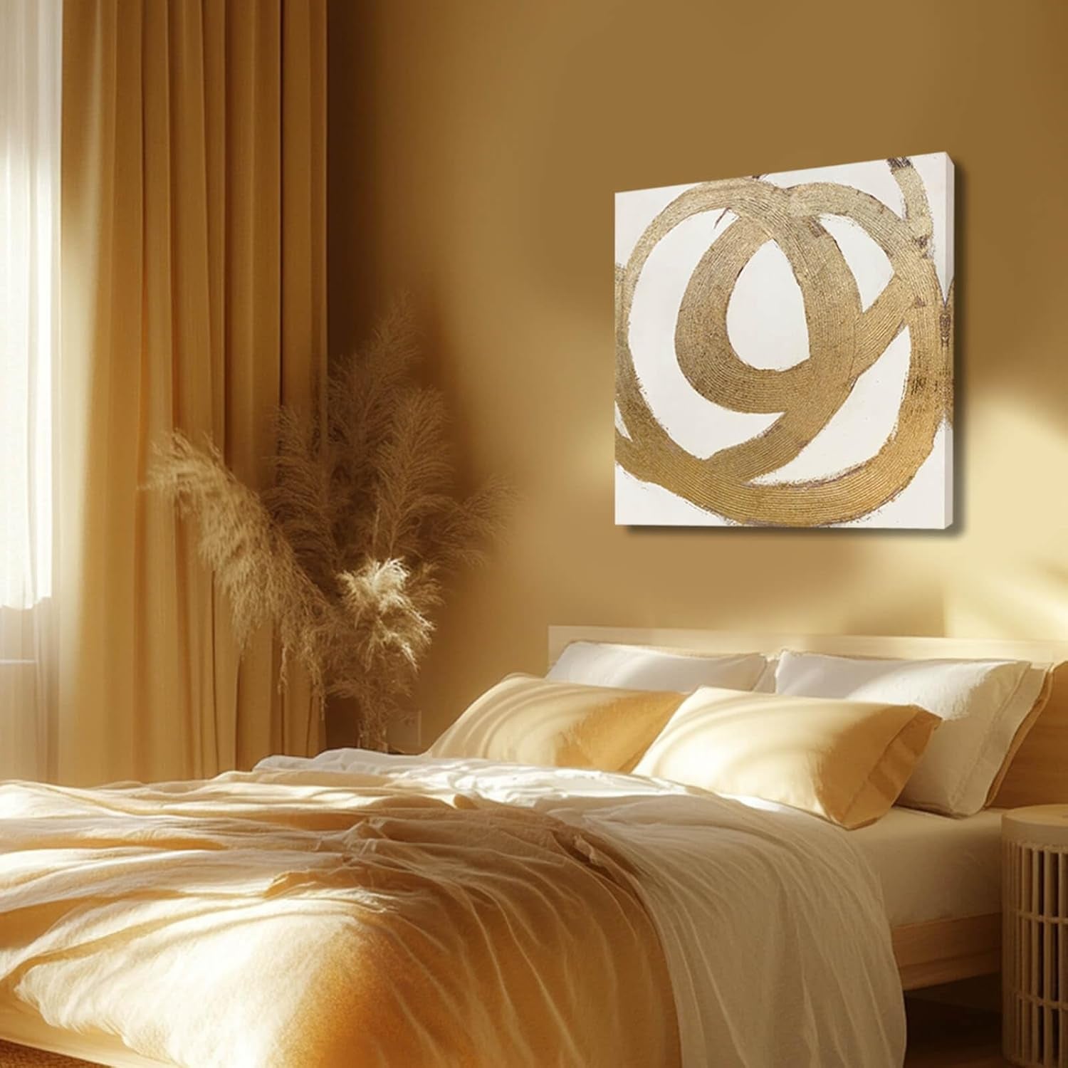 Neutral Contour Canvas Wall Art 28Inch Gold Leaf Finish-2