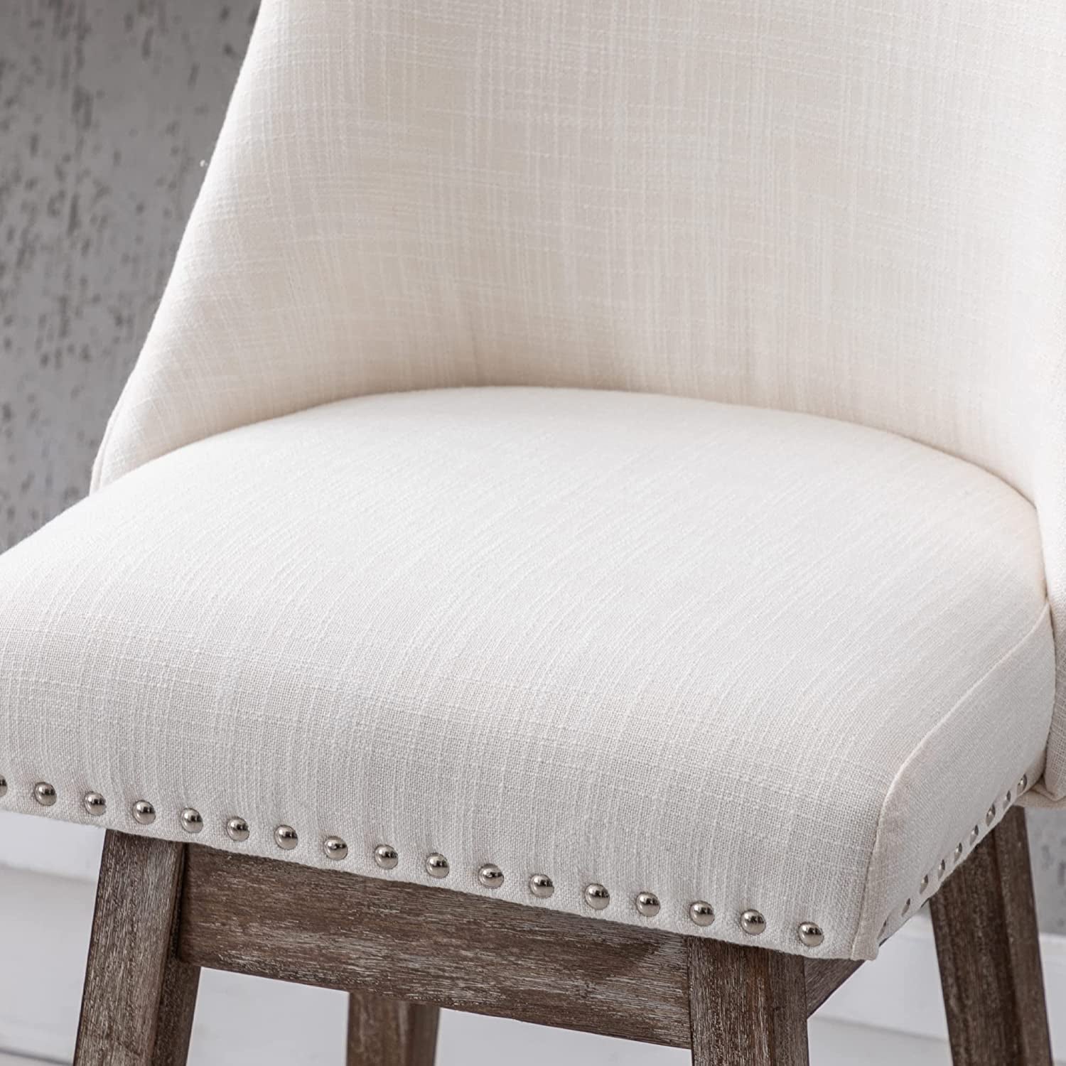 Swivel Upholstered Bar Stool With Back Wood Legs Set Of 4-3