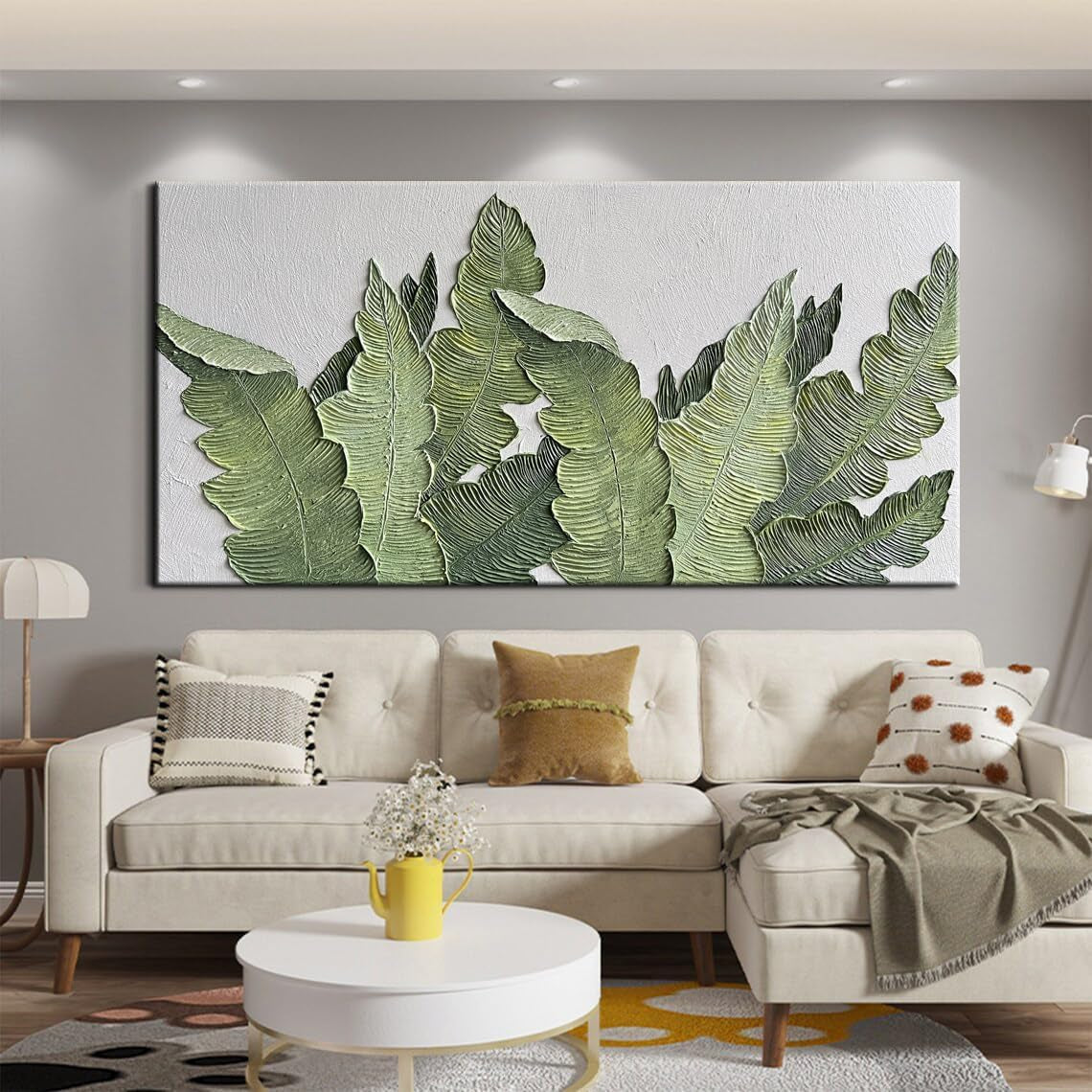 Hand Painted Canvas Wall Art 24x48Inches Floral Pattern-1