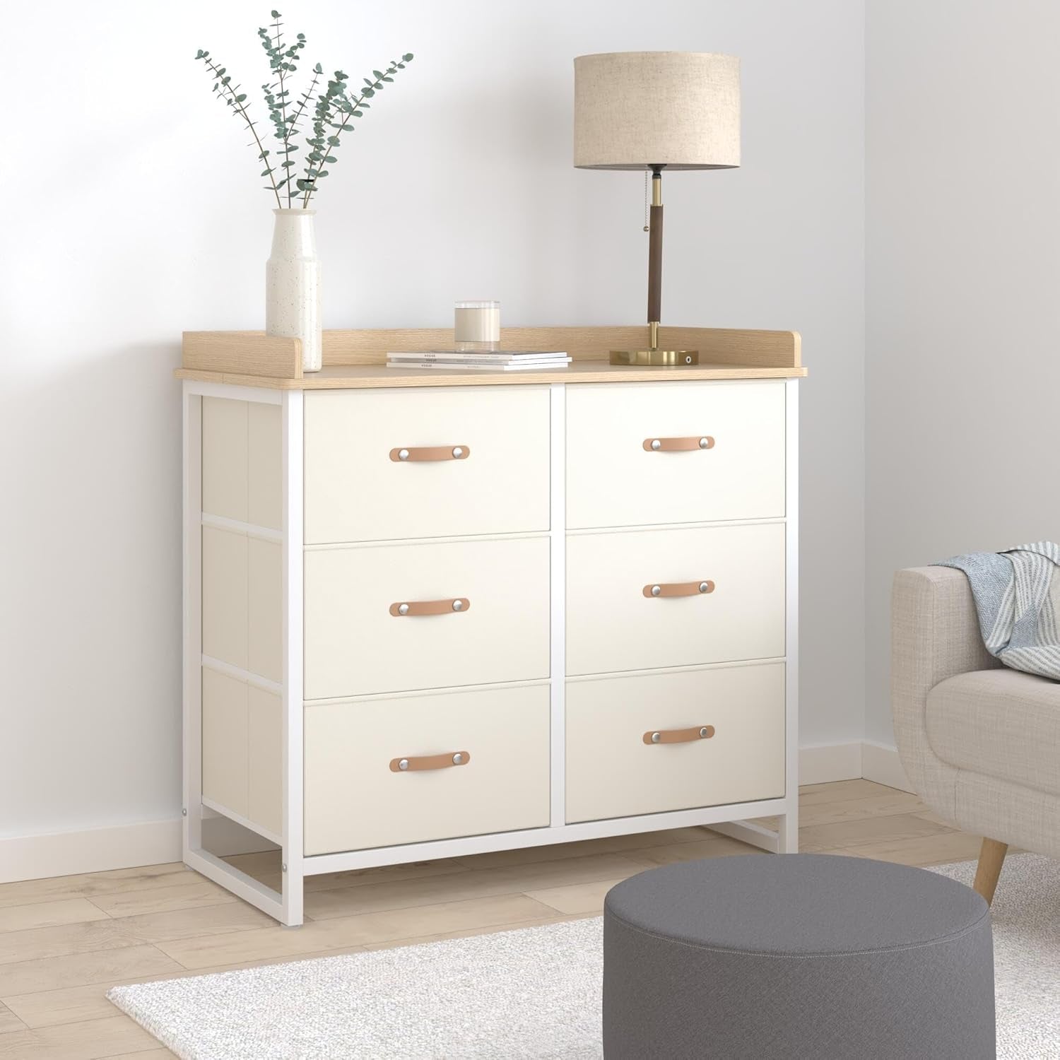 Beige Kids Dresser With 6 Drawers-1