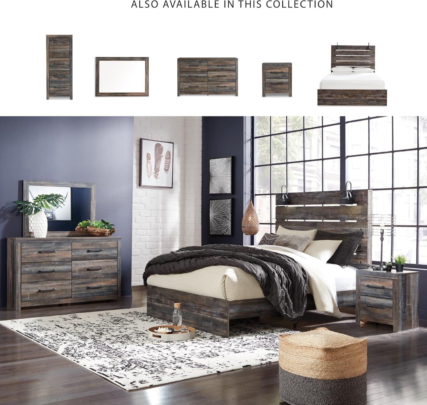 Drystan Weathered Brown Rusticated Six Drawer Dresser-4