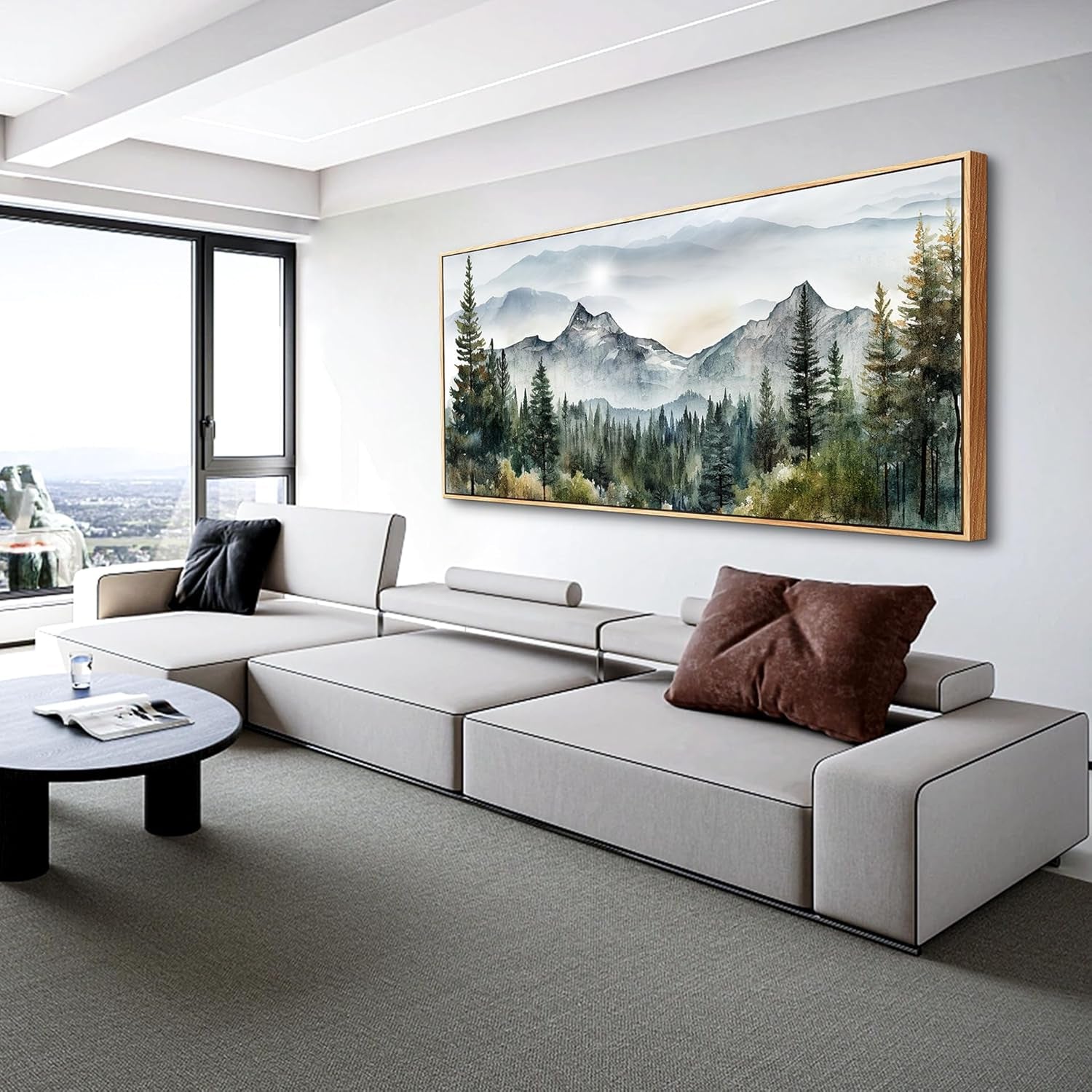 Wood Framed Canvas Wall Art 20x40 Land scape Abstract-3