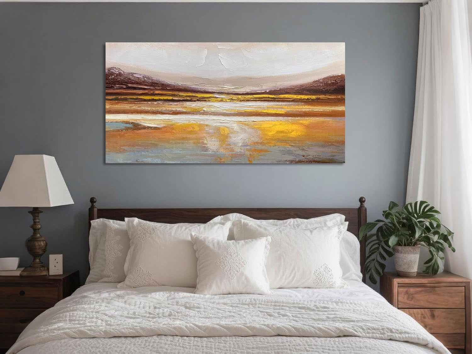 Extra Large 58x29 Abstract Wall Art Warm Earth Tone Finish Canvas-2