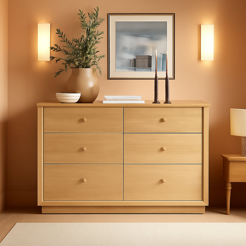 Mid Century Modern Dresser 47InchWide GoldOakFinish-0