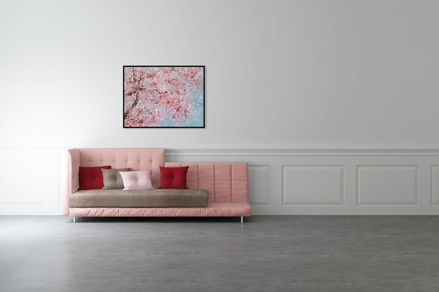 Hand Painted Plum Blossom Canvas Wall Art With Floating Frame-4