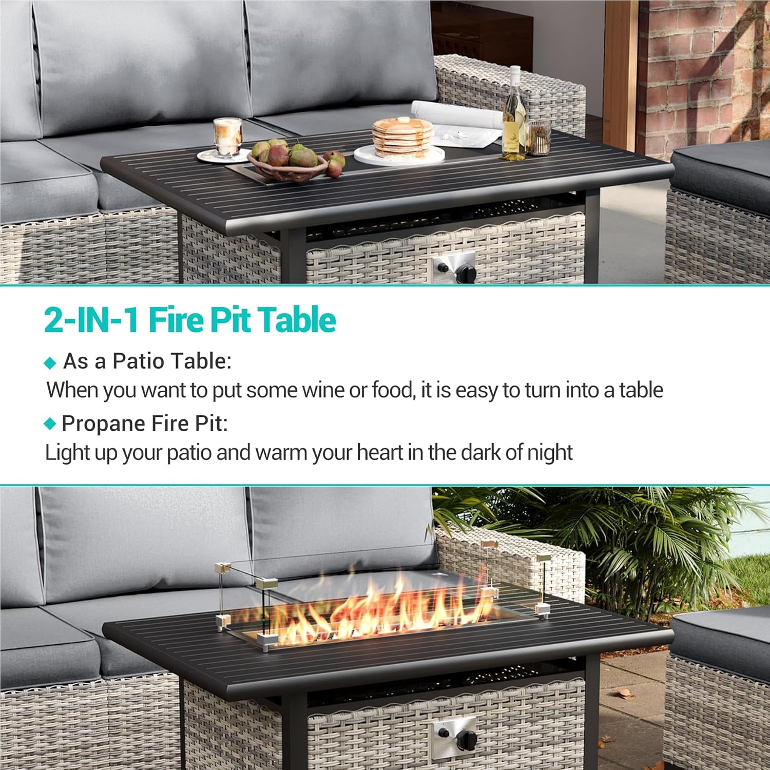 10-Piece Outdoor Patio Set with Fire Pit Table-3