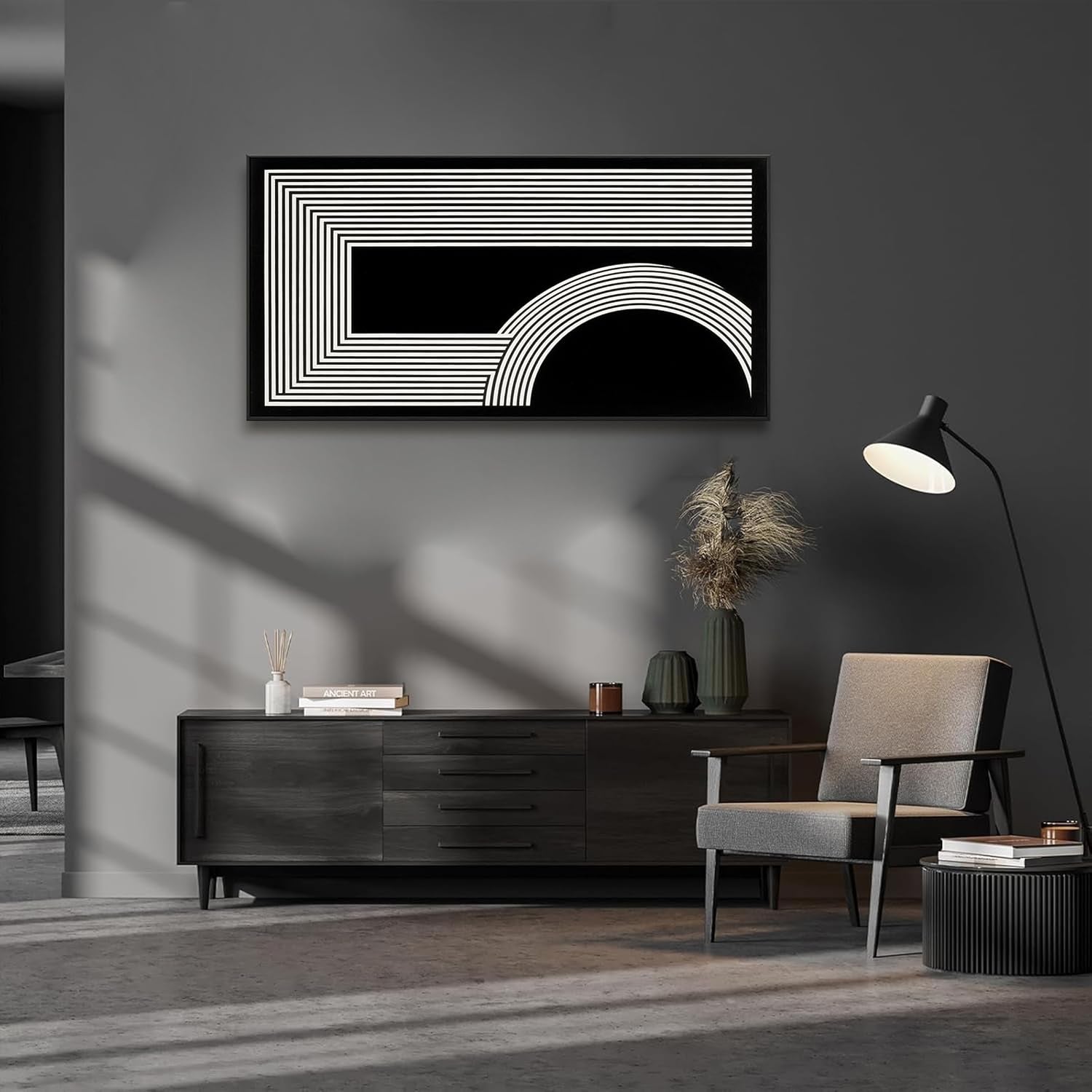 Monochrome Contemporary Canvas Wall Art 24x48 Inches-1