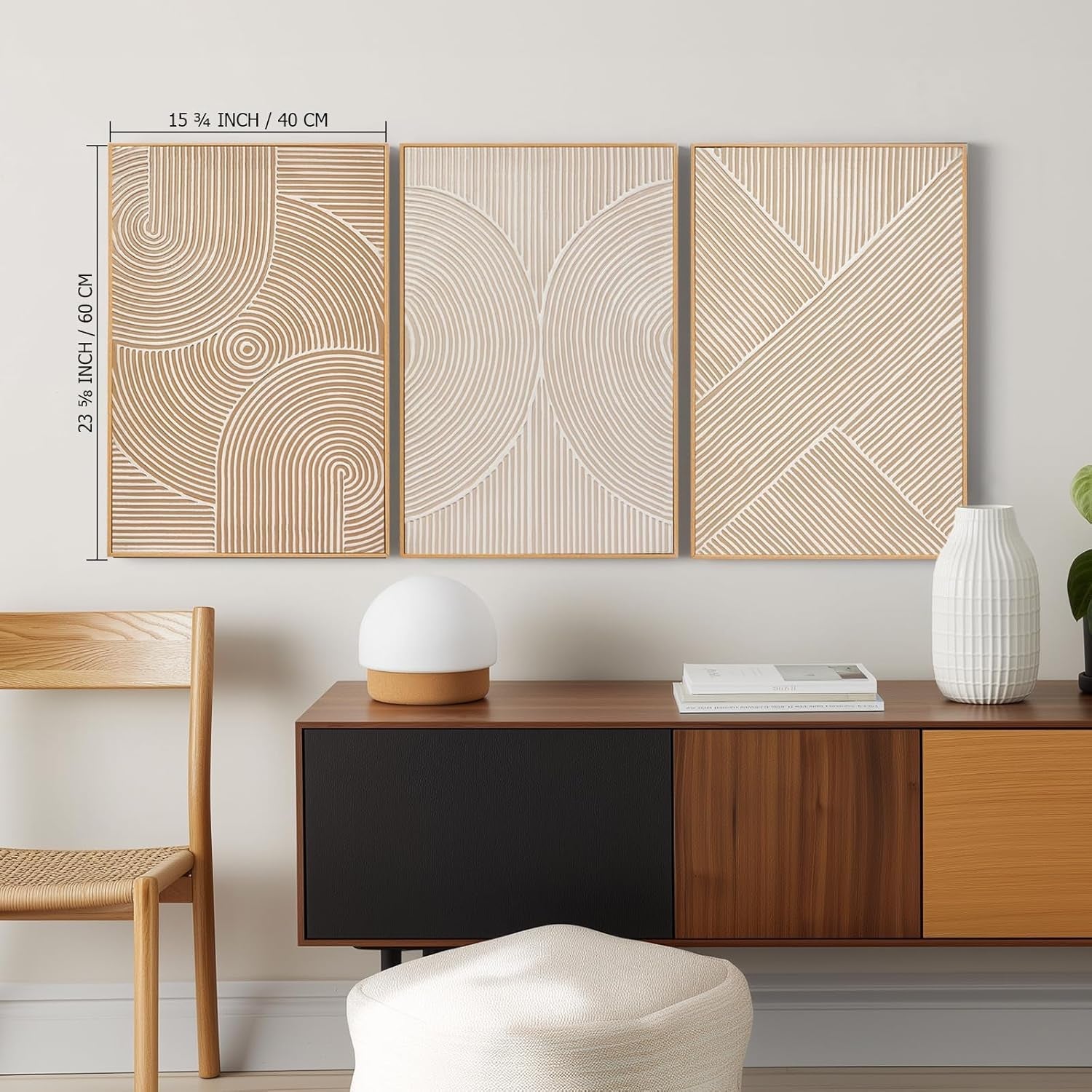 Neutral Contemporary 3D Textured Wall Artwork 16x24-1