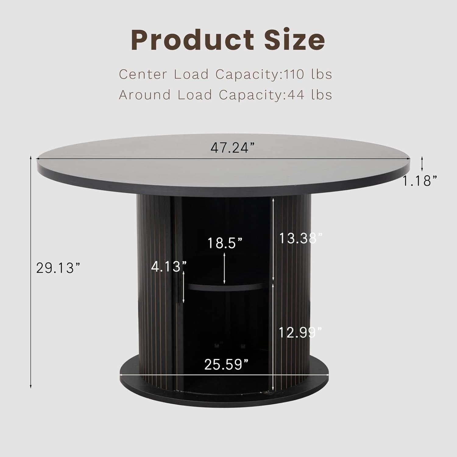 Round Dining Table Featuring Concealed Storage Black-1