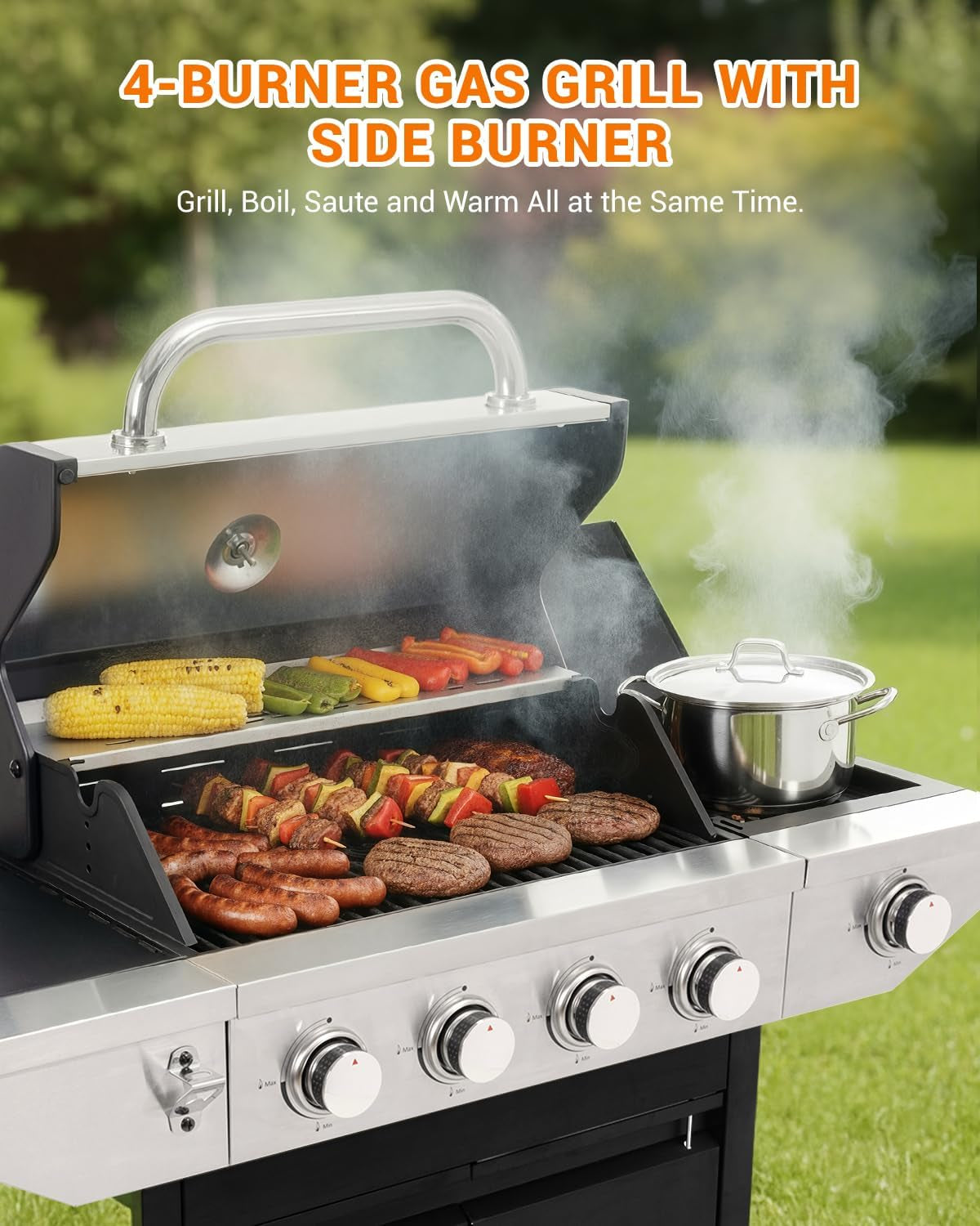 Four Burner Propane Grill Professional Stainless Steel