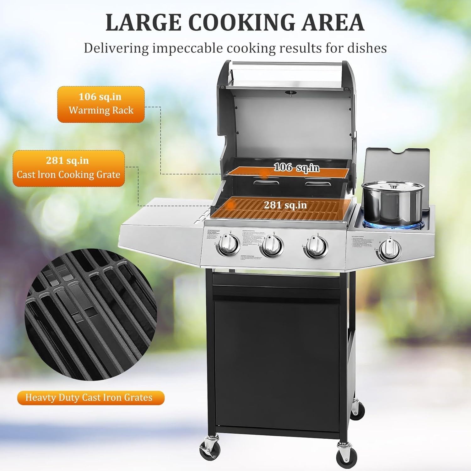 Three Burner Propane Grill With Built In Thermometer