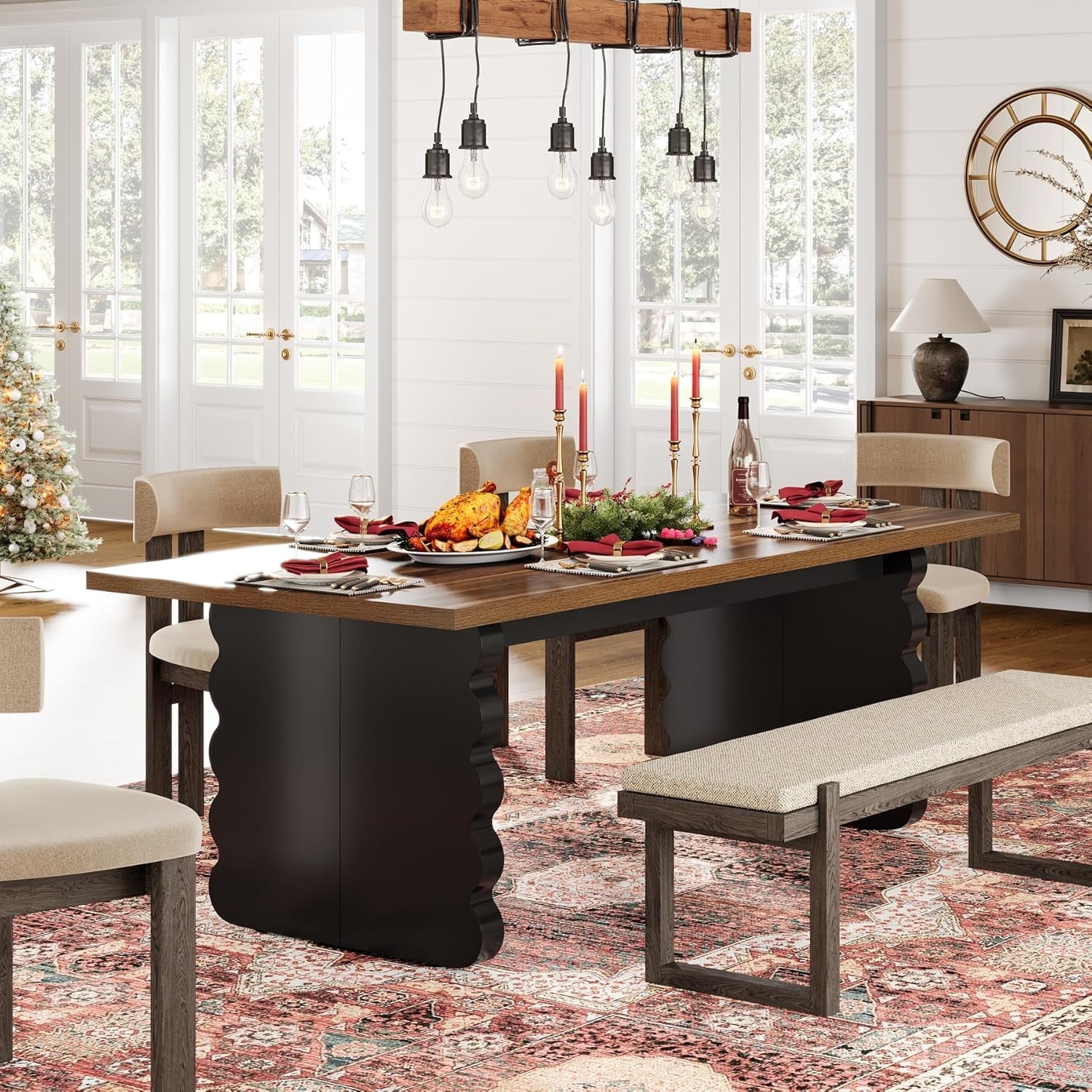 63 Inch Modern Wooden Dining Table Rectangular Kitchen-4