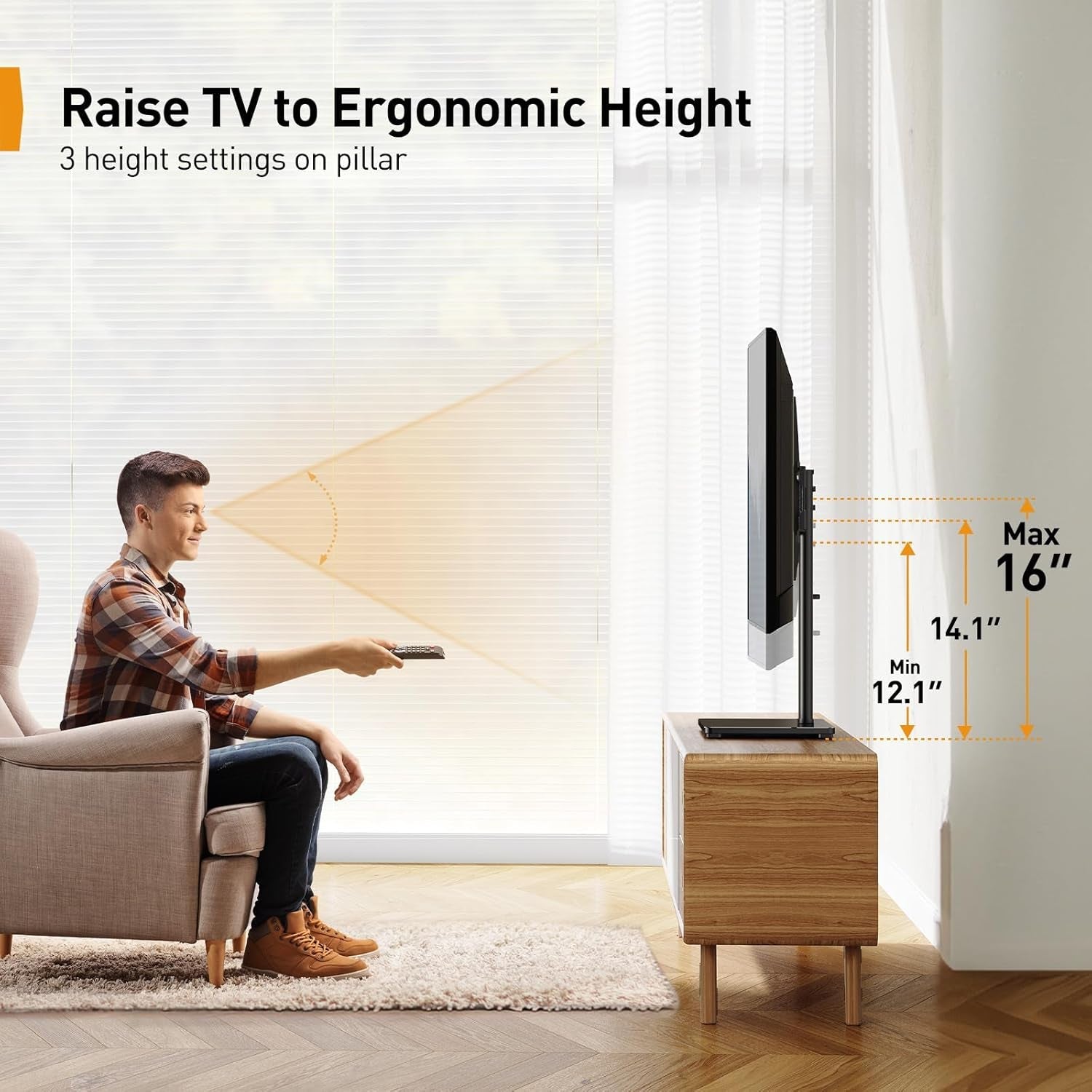 Tabletop TV Stand, Universal TV Stand for 23–60 Inch LCD/LED/OLED Tvs, Height-Adjustable TV Stand with Tempered Glass Base & Cable Management, VESA 400X400Mm, PGTVS02-3