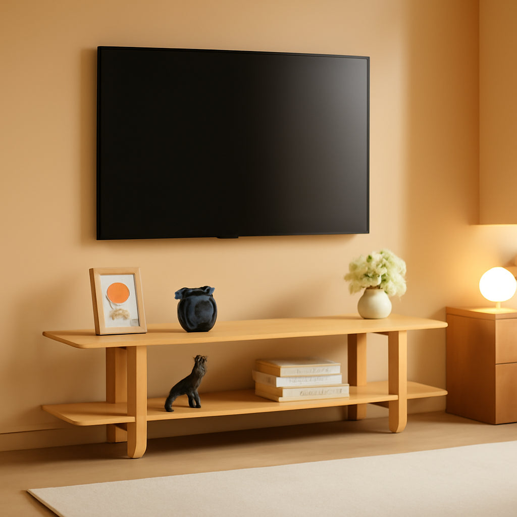 Bamboo TV Stand for 65" TVs with Storage-0