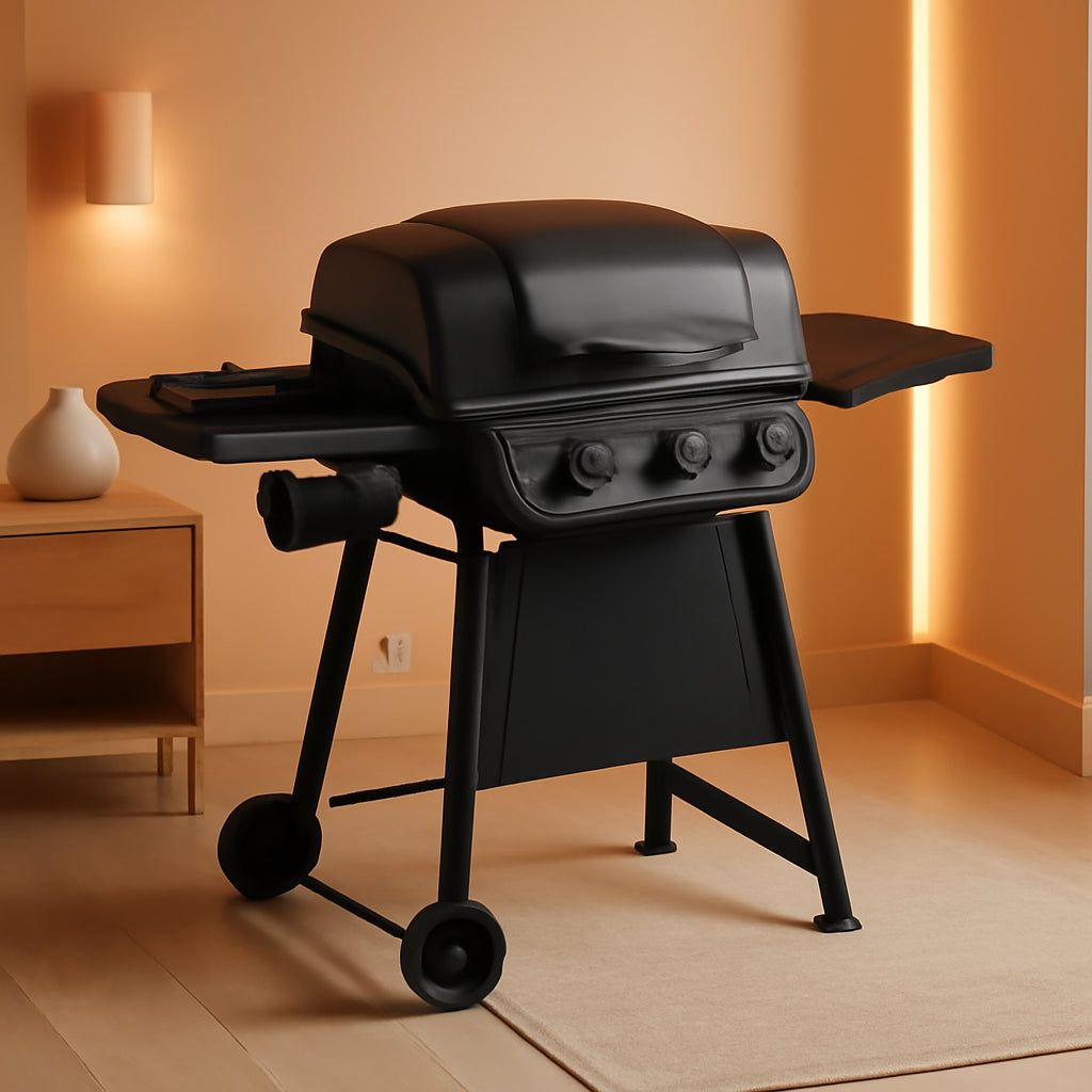Propane Three Burner Grill With Side Burner Stainless Steel