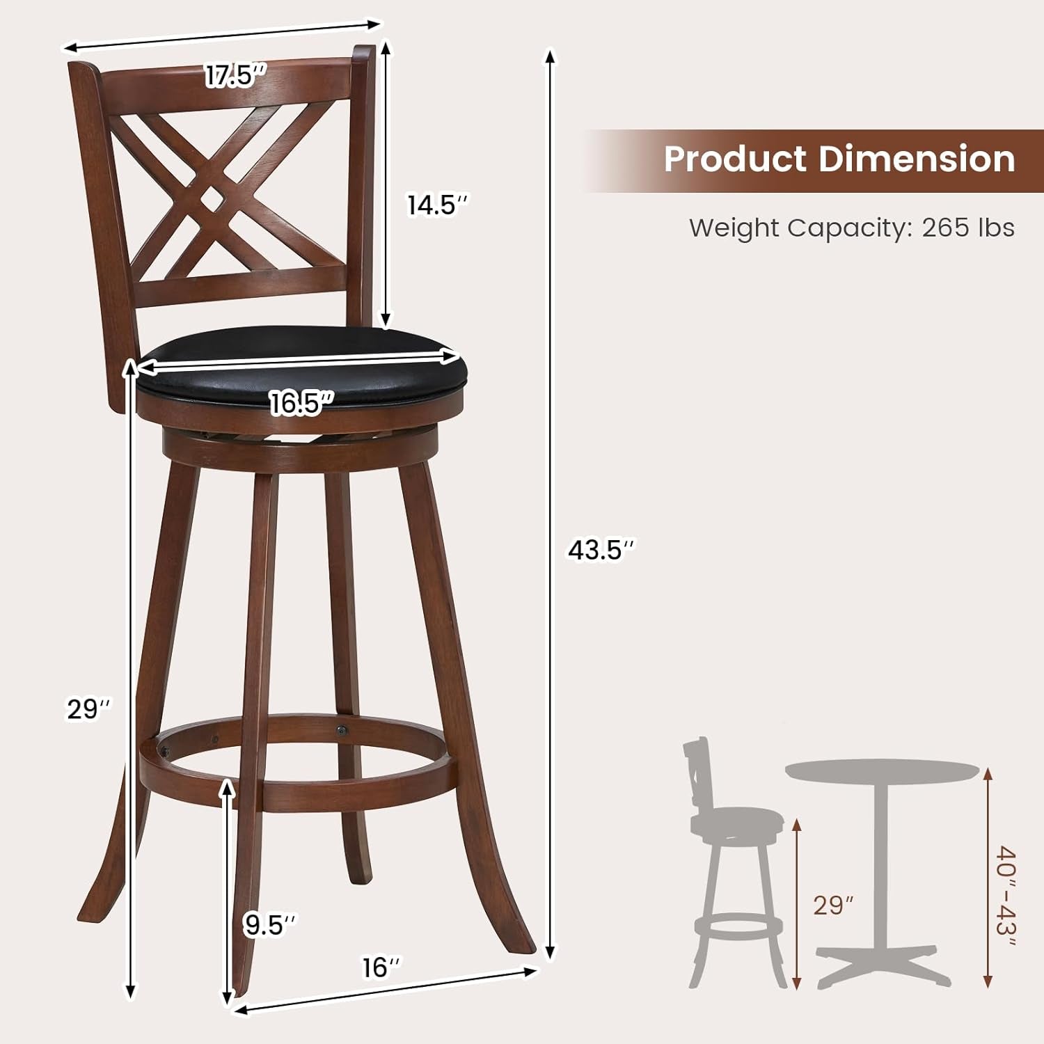 360 Degree Swivel Bar Stools Set of Two-2