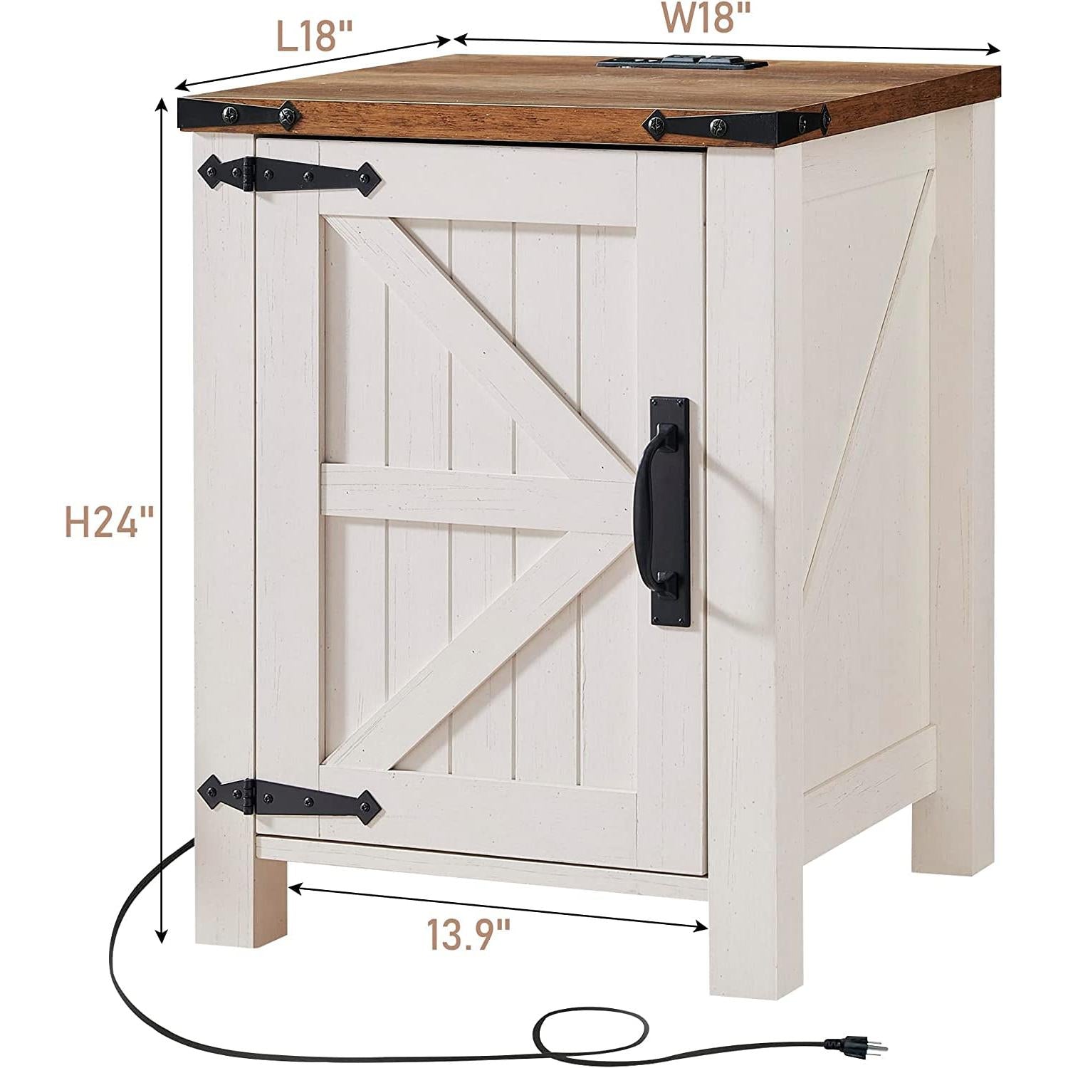 Nightstand with Charging, Antique-1