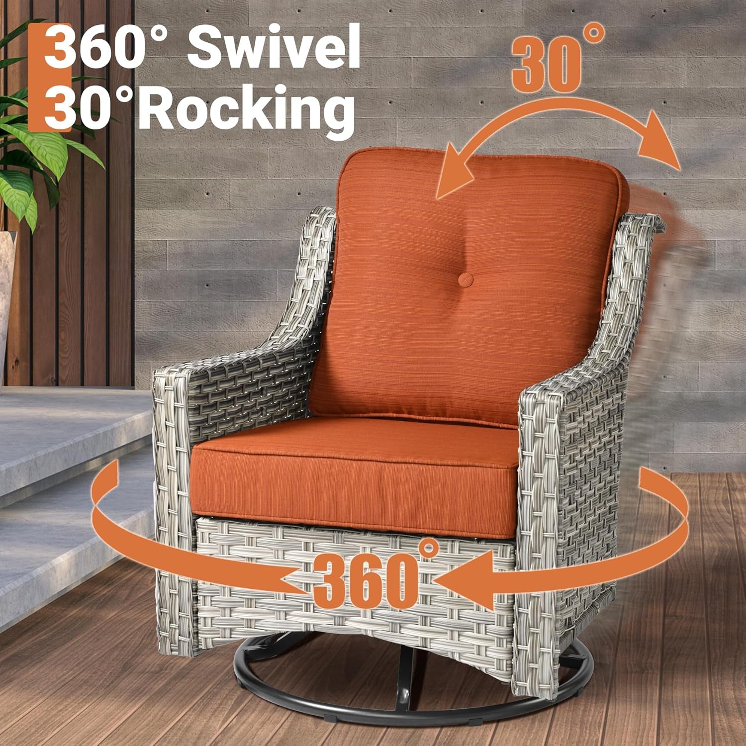 Orange 5 Piece Outdoor Patio Furniture Set With 3 Seat Sofa-4