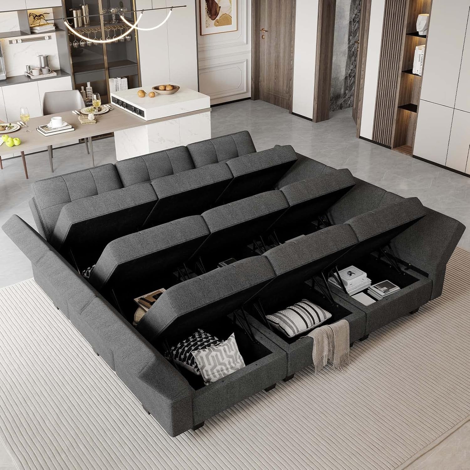 Comfortable Modular Sleeper Sofa Couch with Storage Solution-3