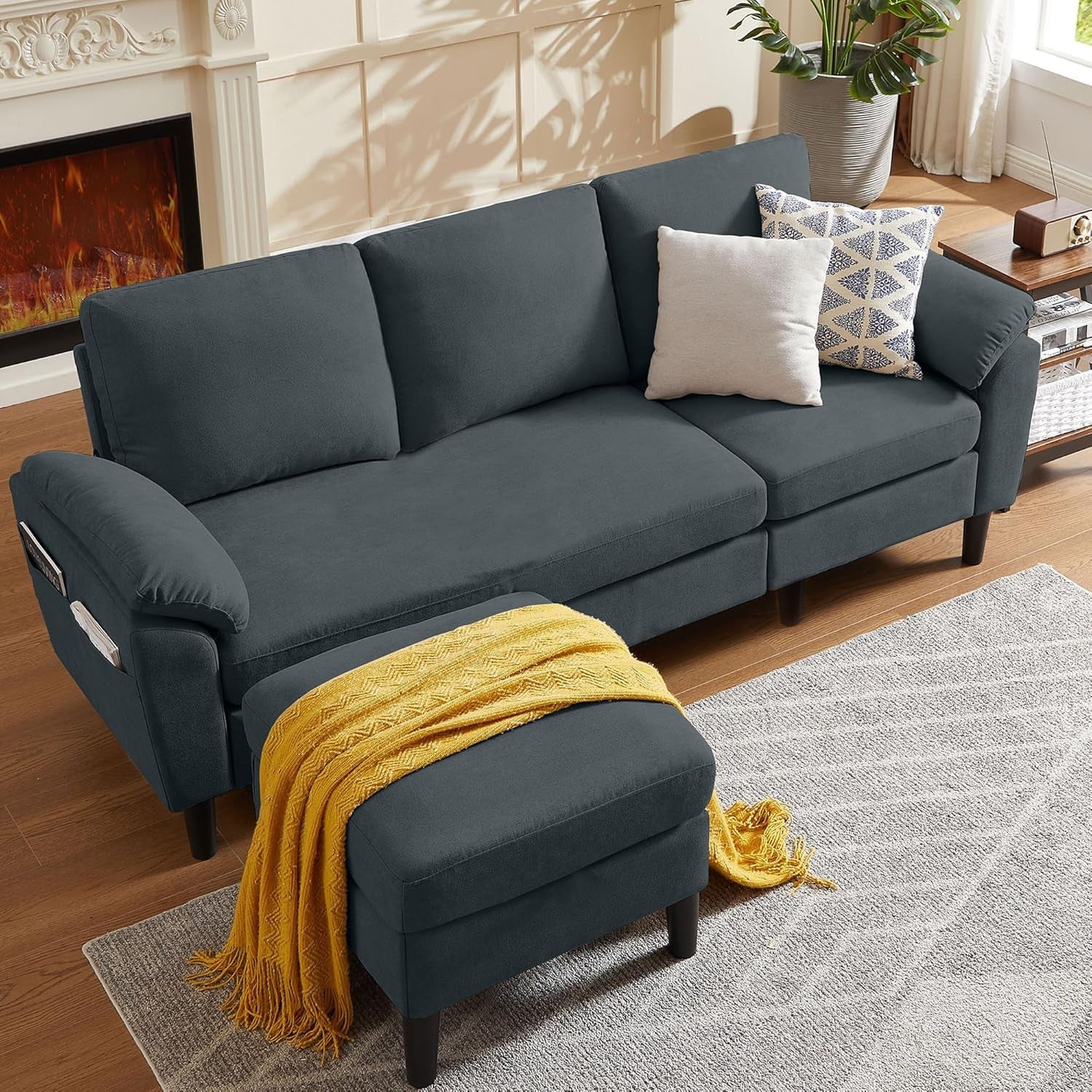 Convertible L Shaped Sectional Sofa with Storage Chaise-3