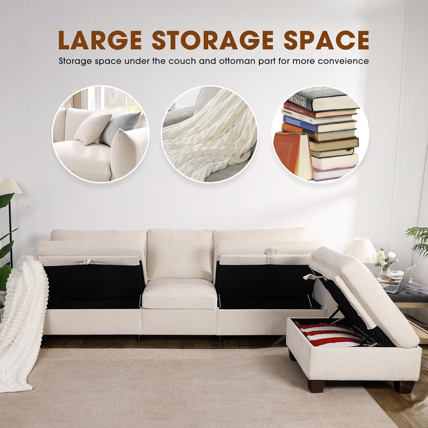 Convertible Storage Sectional Sofa with Spacious Hidden Storage-2