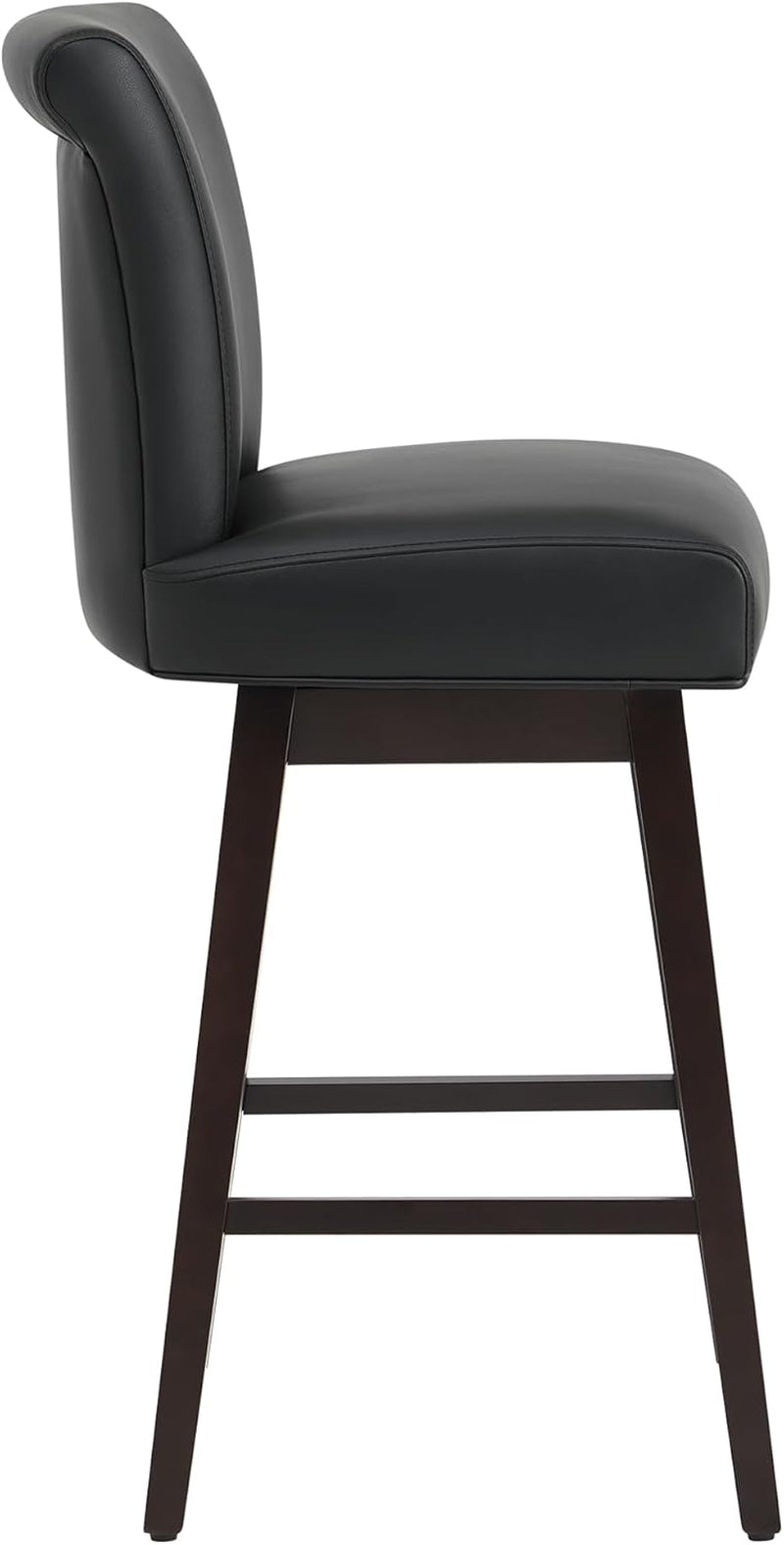 30 Inch Counter Height Swivel Bar Stools Set of 2, FSC Certified Modern Upholstered Faux Leather Swivel Barstool Chairs with Back, Black-4