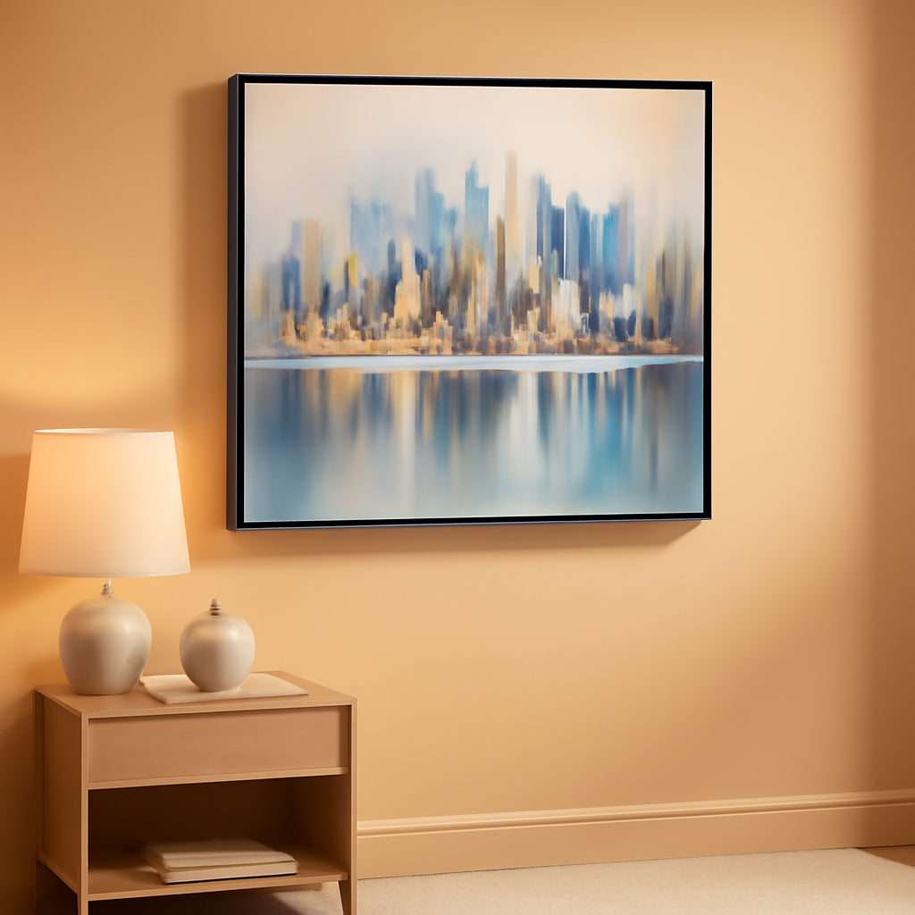 New York Metropolitan Skyline Framed Wall Art 20x40-0