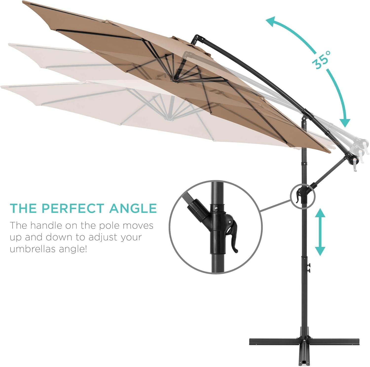 10 Ft Offset Patio Umbrella With Easy Tilt Adjustment And 8 Ribs Polyester Shade For Backyard Poolside-3