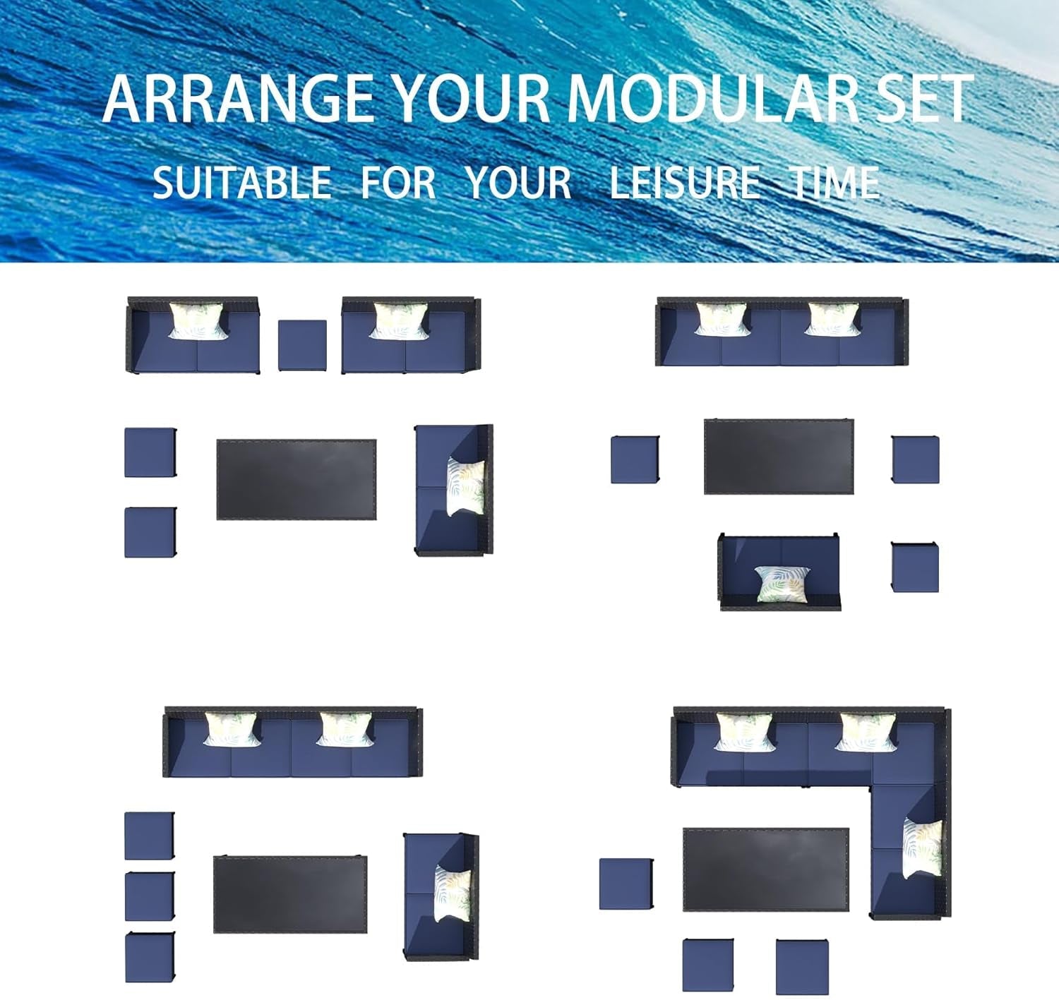 Small Space 7-Piece Patio Furniture Set with Cushions-2