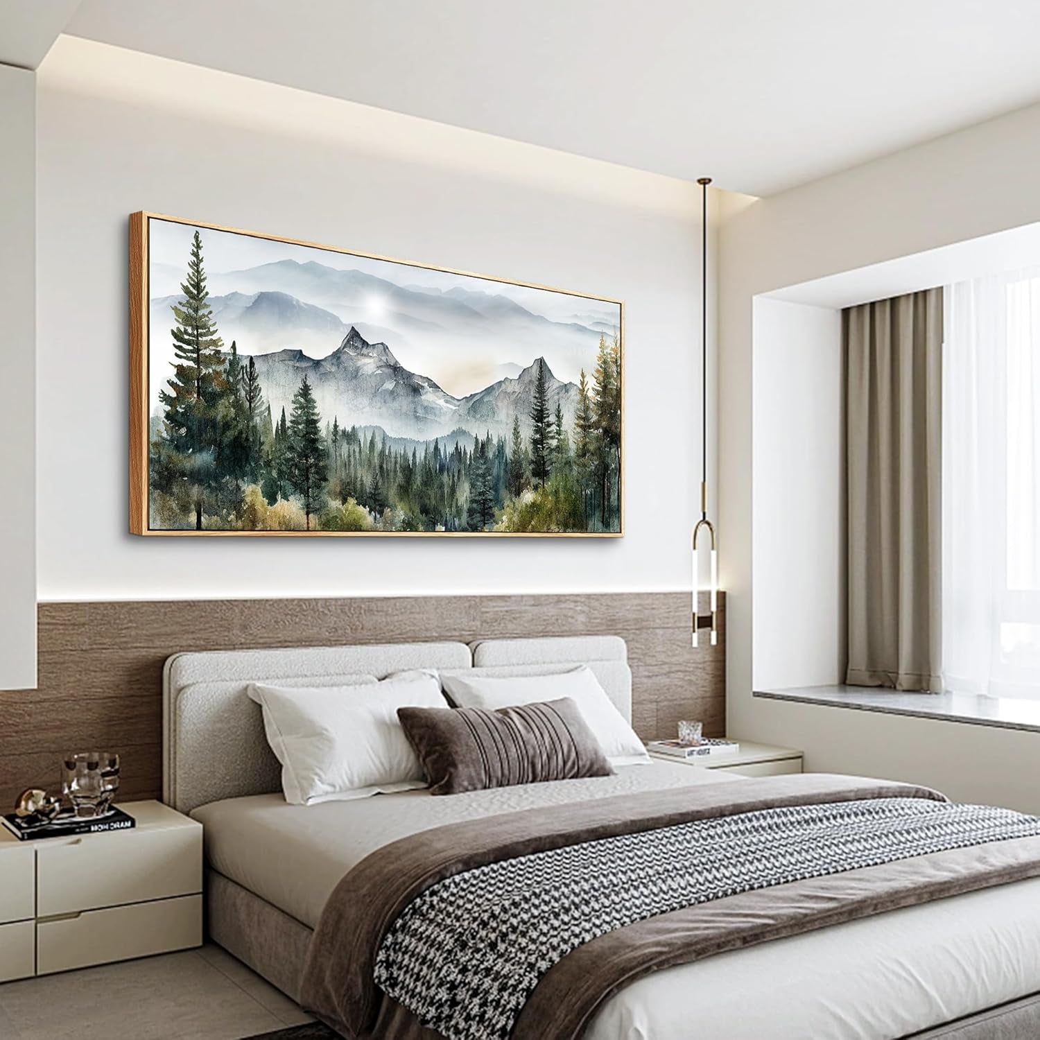 Wood Framed Canvas Wall Art 20x40 Land scape Abstract-4