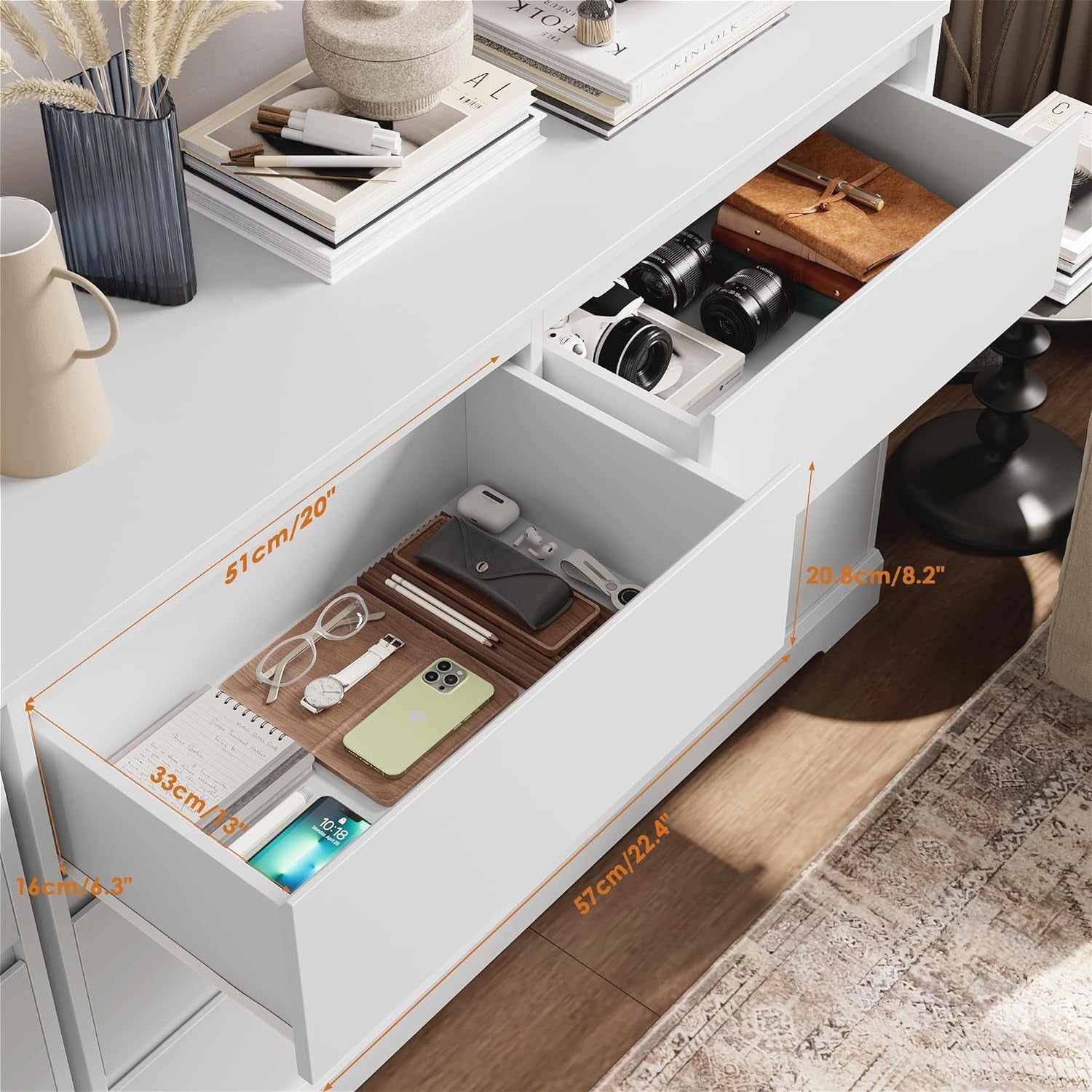 White 6-Drawer Dresser with Deep Storage-4