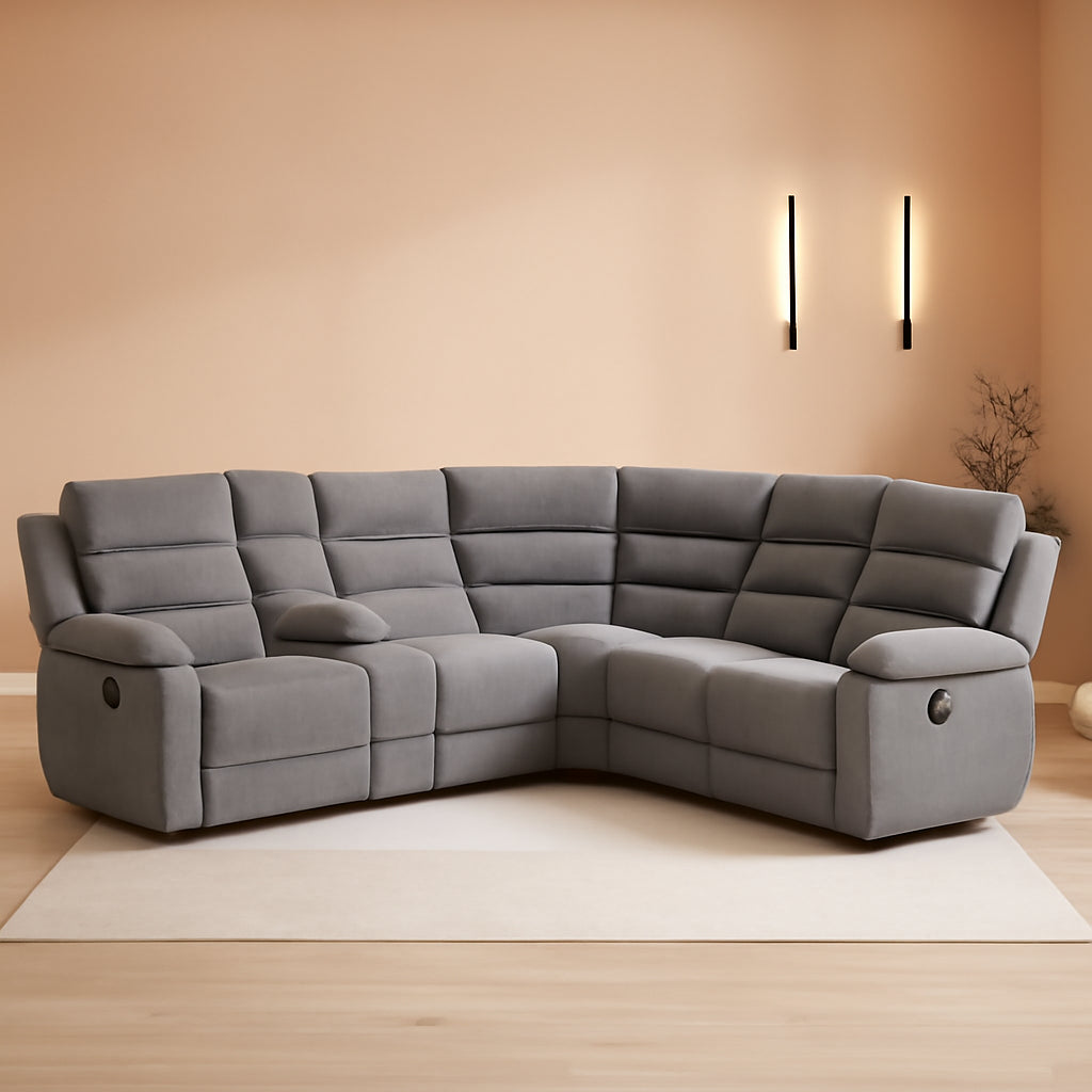 David 3-Piece Motion Sectional Sofa In Smoke Manual Reclining-0