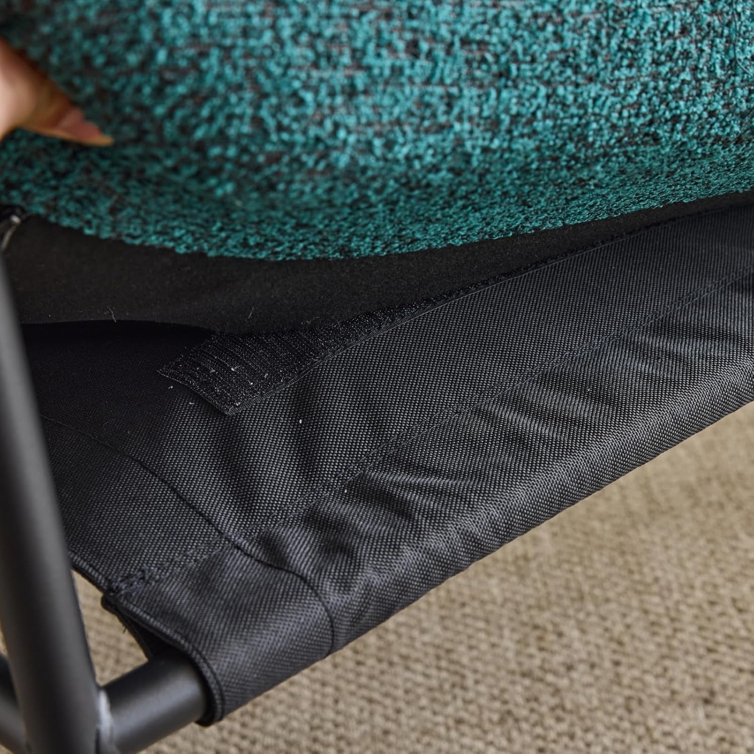 Green Linen Accent Armchair With Metal Frame Mid Century-4