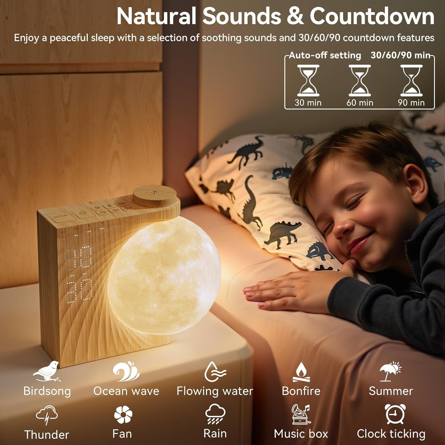 Sunrise Alarm Clock With Moonlight Nightstand Illumination-4