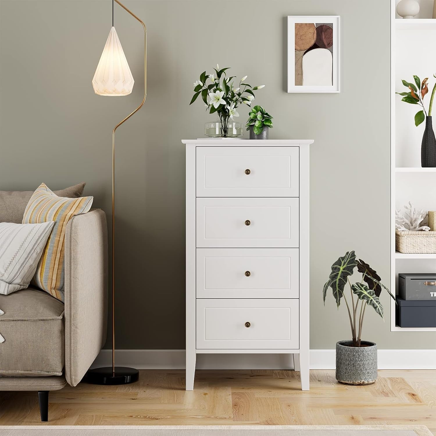 White Antique Dresser Solid Hardwood Storage Cabinet-4