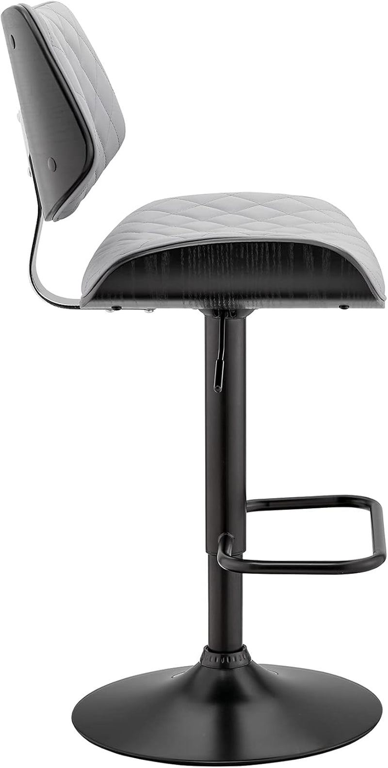 Grey Faux Leather Swivel Bar Stool With Adjustable Height-4