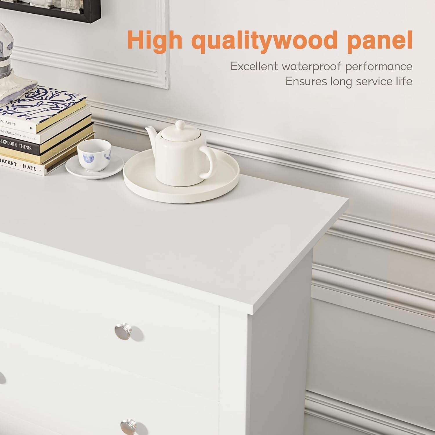 White 6 Drawer Dresser Storage Organizer Furniture-4