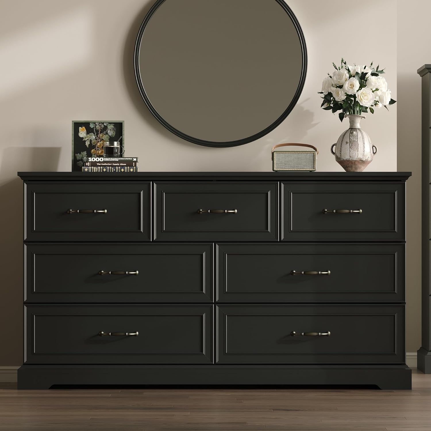 Black Farmhouse Dresser With Deep Drawers 57InchWide-2