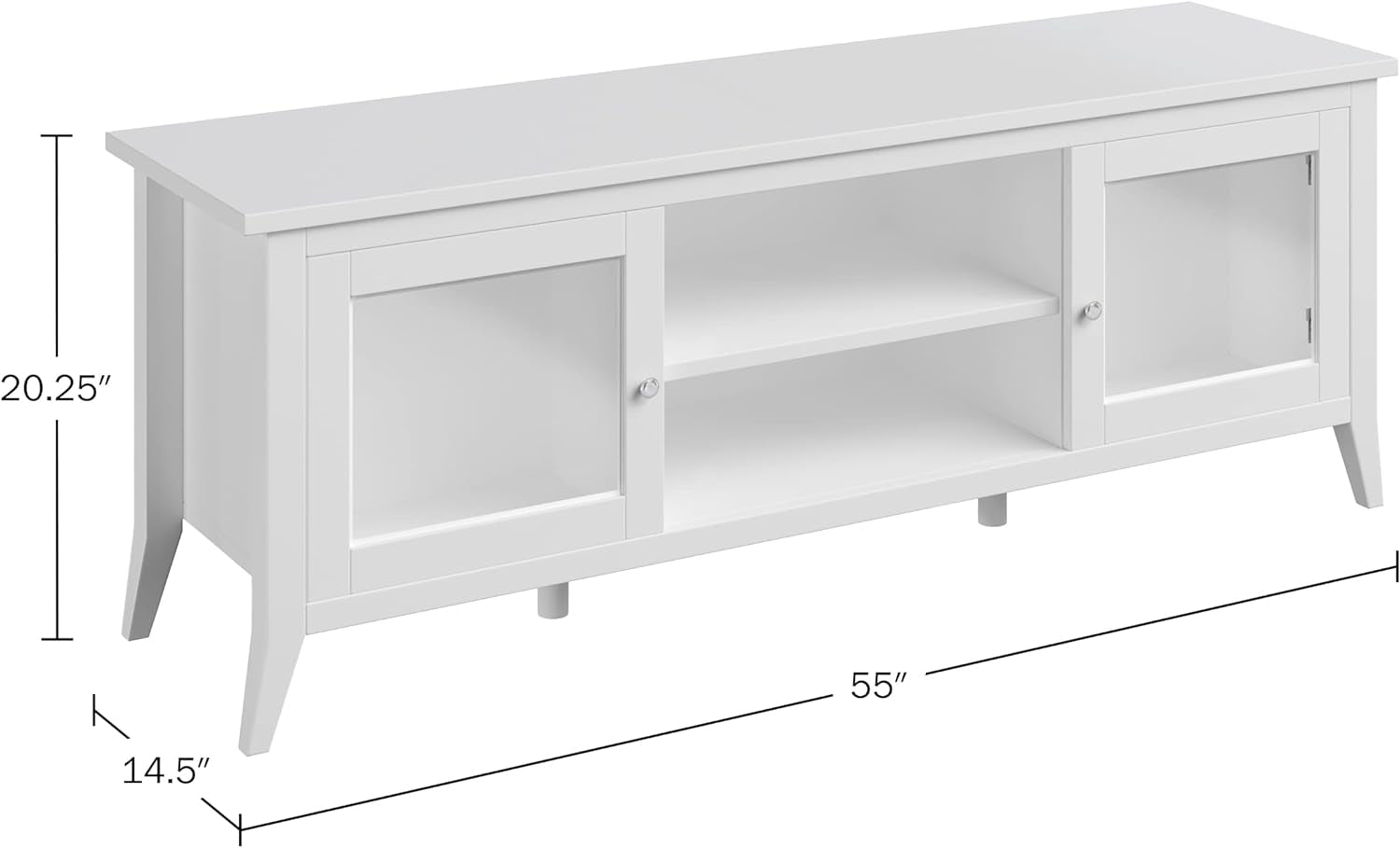 TV Stand - 55-Inch Storage Cabinet with 2 Cubbies and 2 Shelves - Entertainment Center for Living Room, Bedroom, or Entryway (White)-1