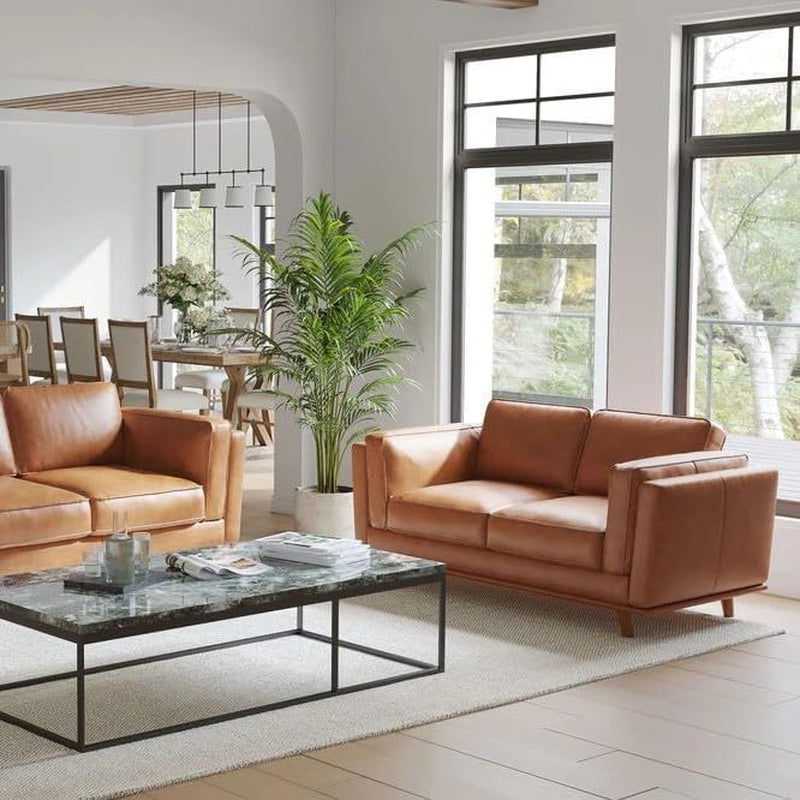 Valencia Artisan Full Leather Sofa 88” - Pure Full Italian Nappa Leather Couch, Solid Wood Accent, Ultimate Comfort, Cognac Tan-3
