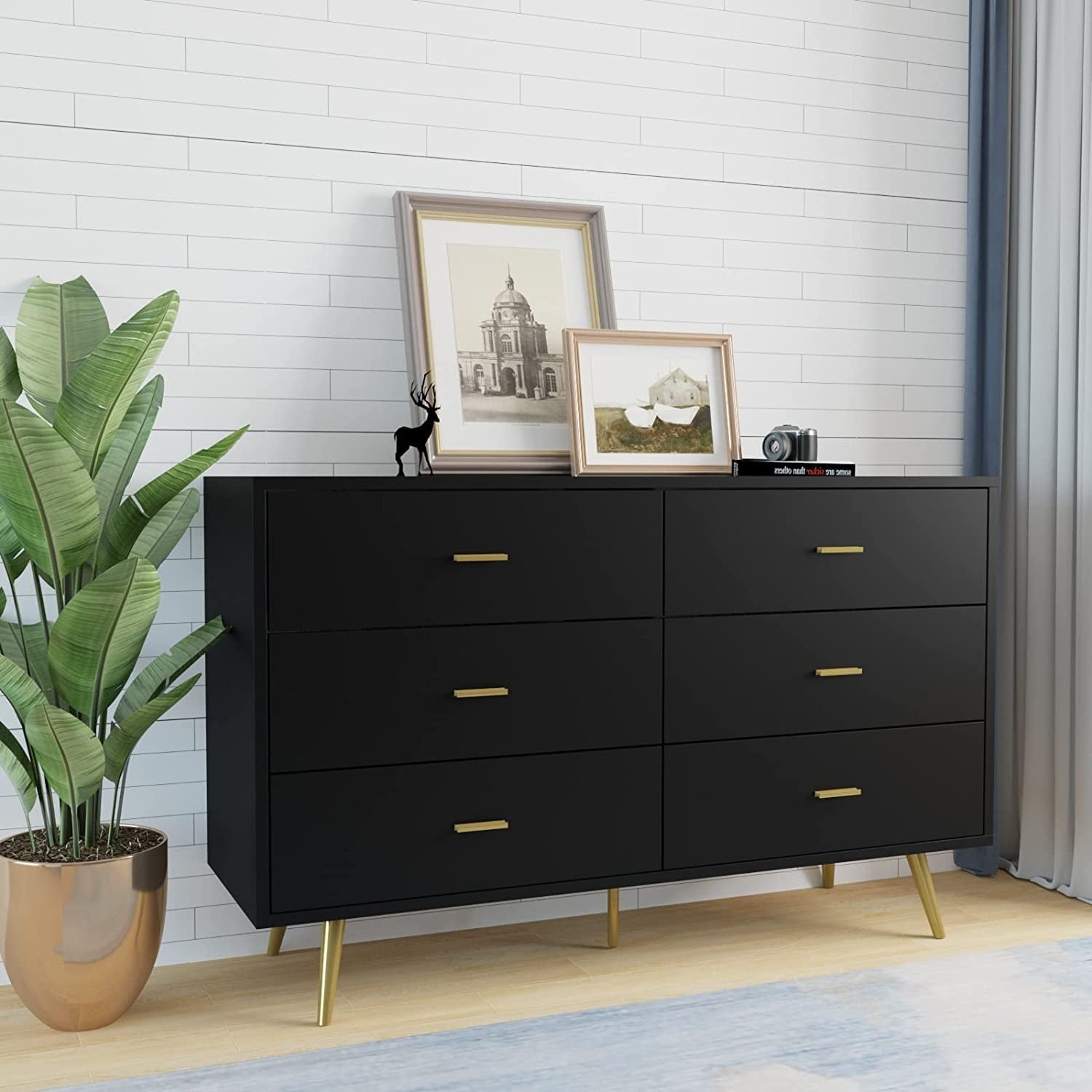 Modern Wood Dresser with Wide Drawers-0
