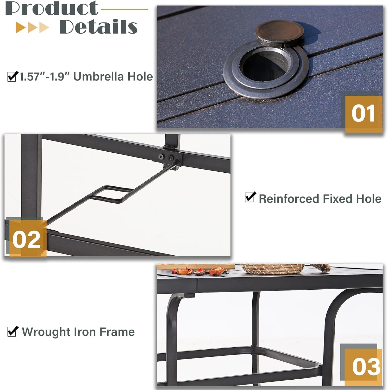 Navy Outdoor Patio Table And Chairs Set With Umbrella For 6-2