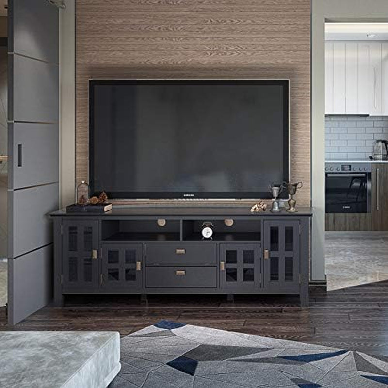 Artisan SOLID WOOD 72 Inch Wide Transitional TV Media Stand in Black for Tvs up to 80 Inches, for the Living Room and Entertainment Center-1