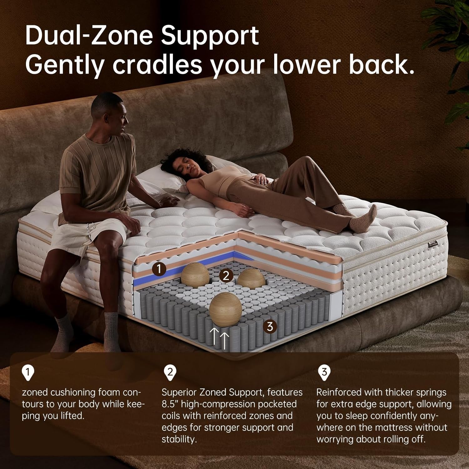 12 Inch Queen Hybrid Mattress With Memory Foam Support-3
