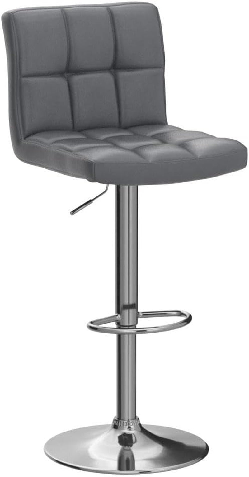 Bar Stools Set of 2, PU Leather Swivel Backrest, Gray-3
