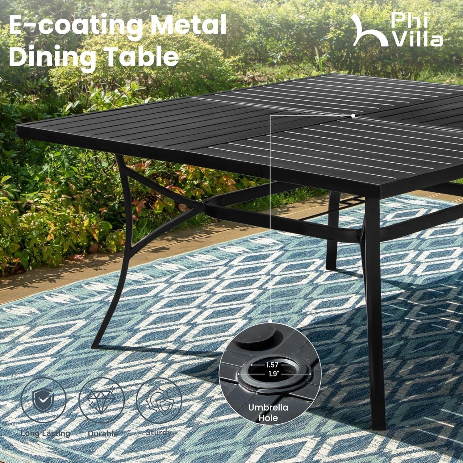 9 Piece Outdoor Dining Set Blue Patio Table With Chairs-4