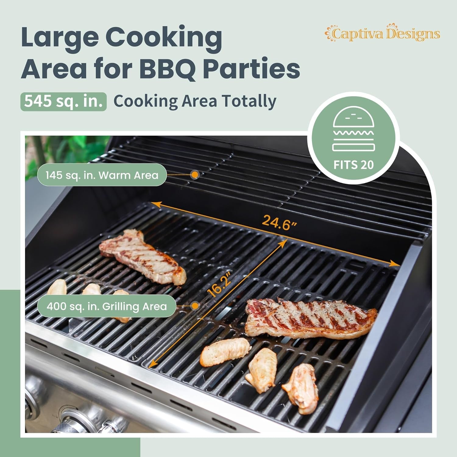 Four Burner Propane Grill Porcelain Enamel CastIron Grates