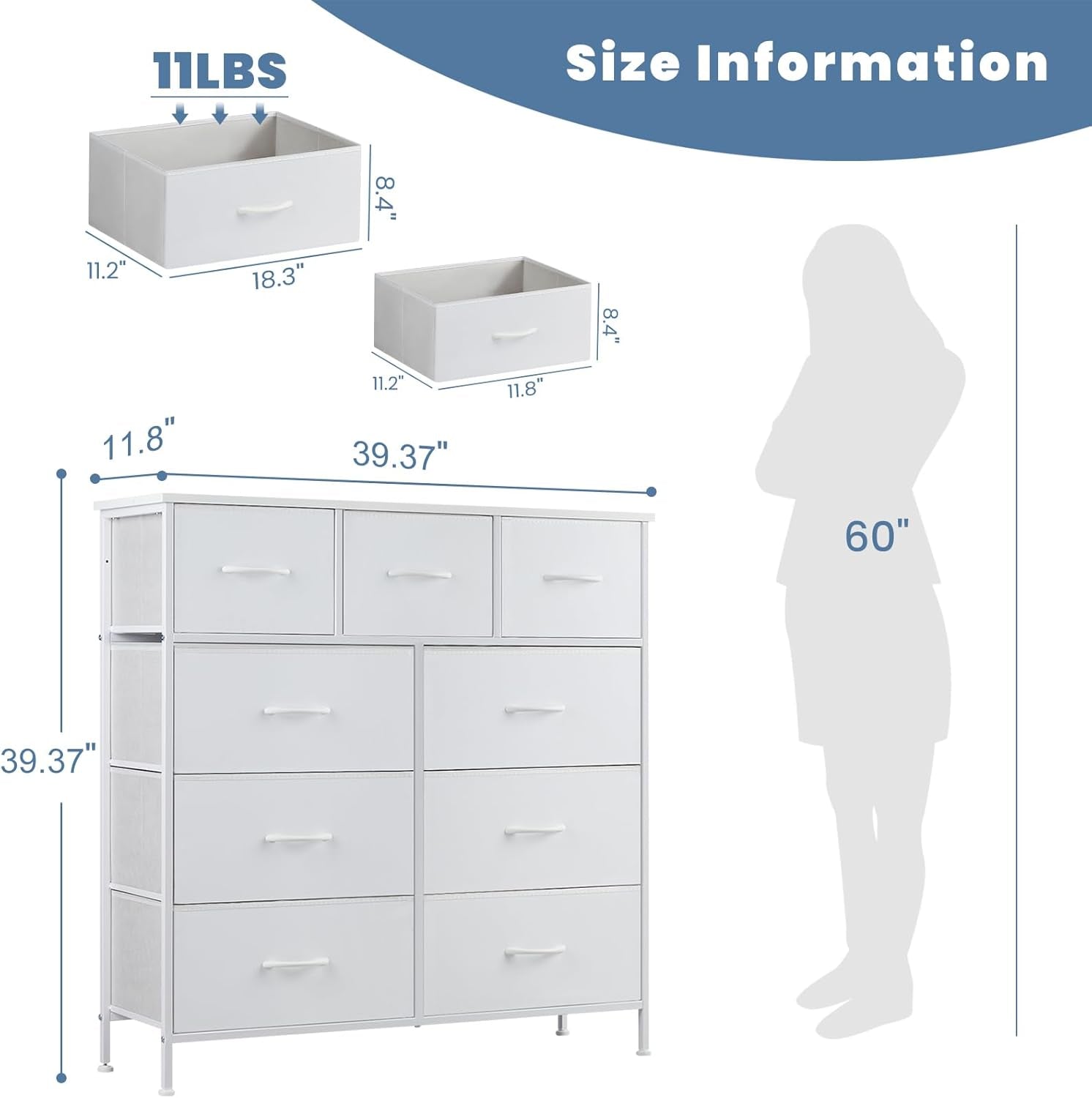 Sturdy Nine Drawer Dresser With Wardrobe Organization-2